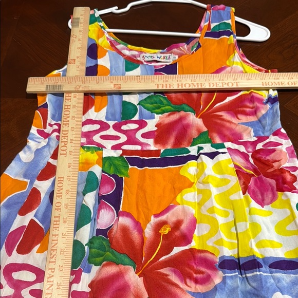 Jams World vintage 90s Red Pink hibiscus Sleeveless Sundress Maxi pockets floral - Picture 8 of 9